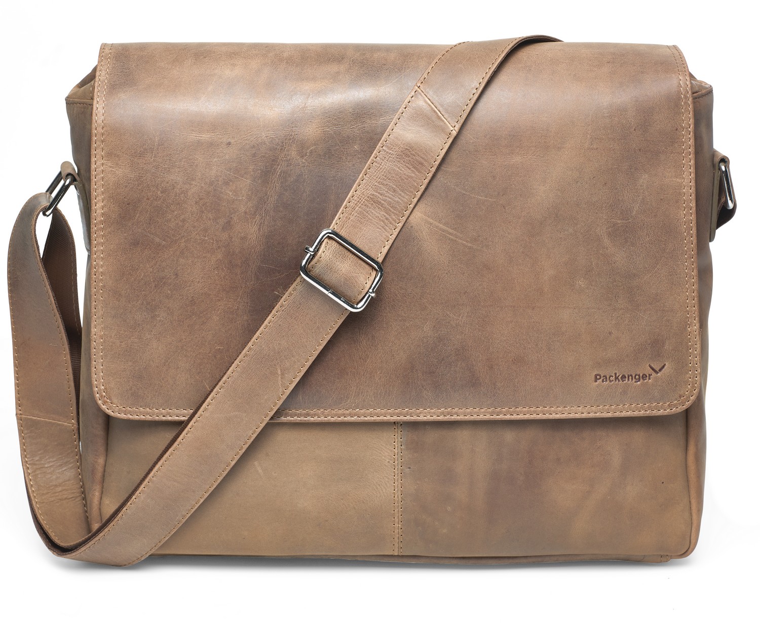 Vethorn Messenger Bag Umhängetasche oder Notebooktasche mit Notebook-Fach bis 15 Zoll aus Echtleder in verschiedenen Farben
